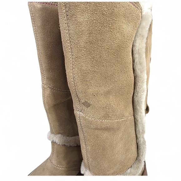 Hi-Tec Women Tall Tan Suede Leather Winter Boots Faux Fur Trim Thinsulate SIze 7 - Picture 12 of 15